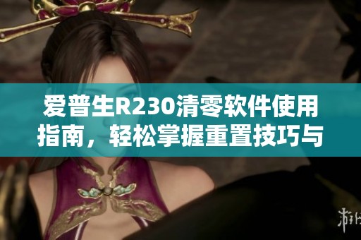 爱普生R230清零软件使用指南，轻松掌握重置技巧与步骤