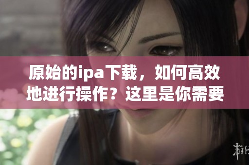 原始的ipa下载，如何高效地进行操作？这里是你需要知道的所有步骤。