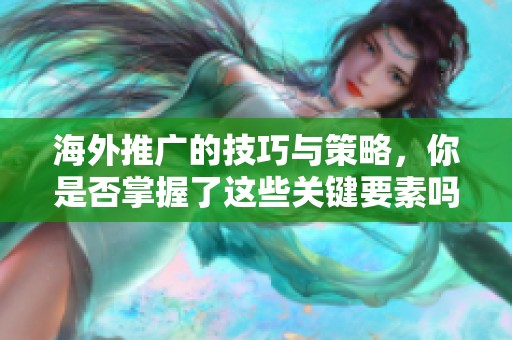 海外推广的技巧与策略，你是否掌握了这些关键要素吗