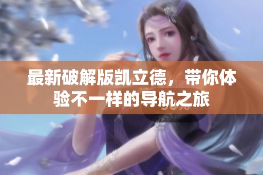 最新破解版凯立德，带你体验不一样的导航之旅