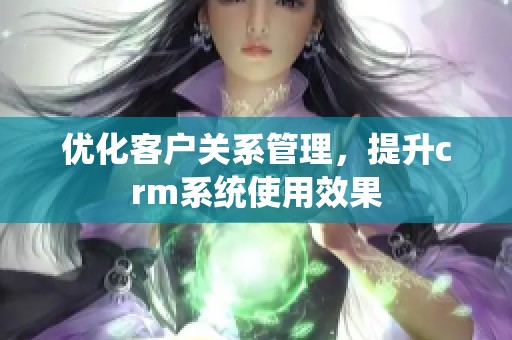 优化客户关系管理,提升crm系统使用效果 优化客户关系管理,提升crm系统使用效果