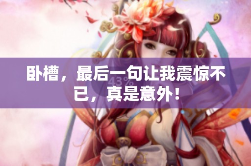 卧槽，最后一句让我震惊不已，真是意外！